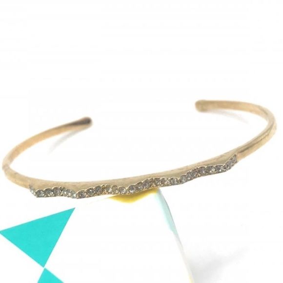 Stella & Dot Pavé Chevron Cuff Bracelet ~ Goldtone Crystal - Picture 2 of 6